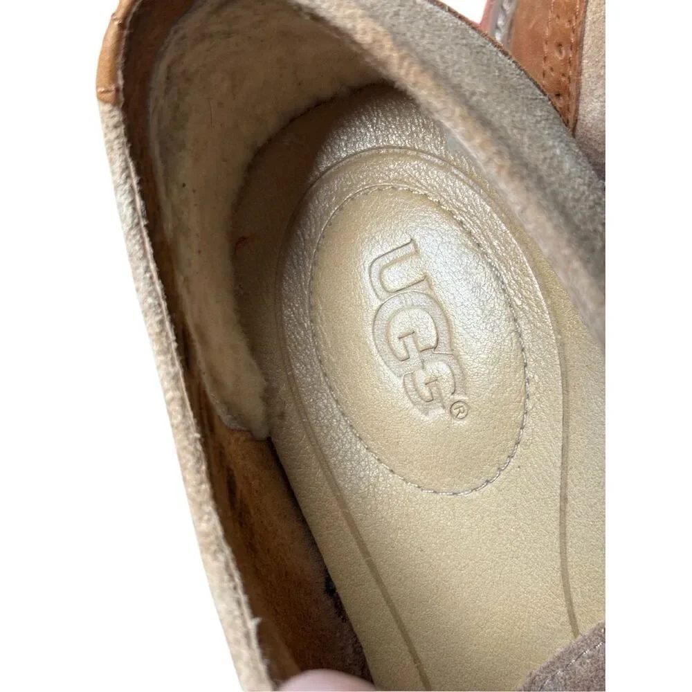 UGG Leather Colorblock Pattern Oxford Brown Suede leather Lace Up Dress Shoes si